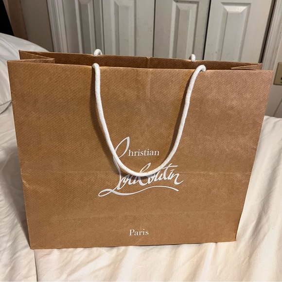 Christian Louboutin Handbags - Christian Louboutin Brown Paper Shopping Tote with White Logo